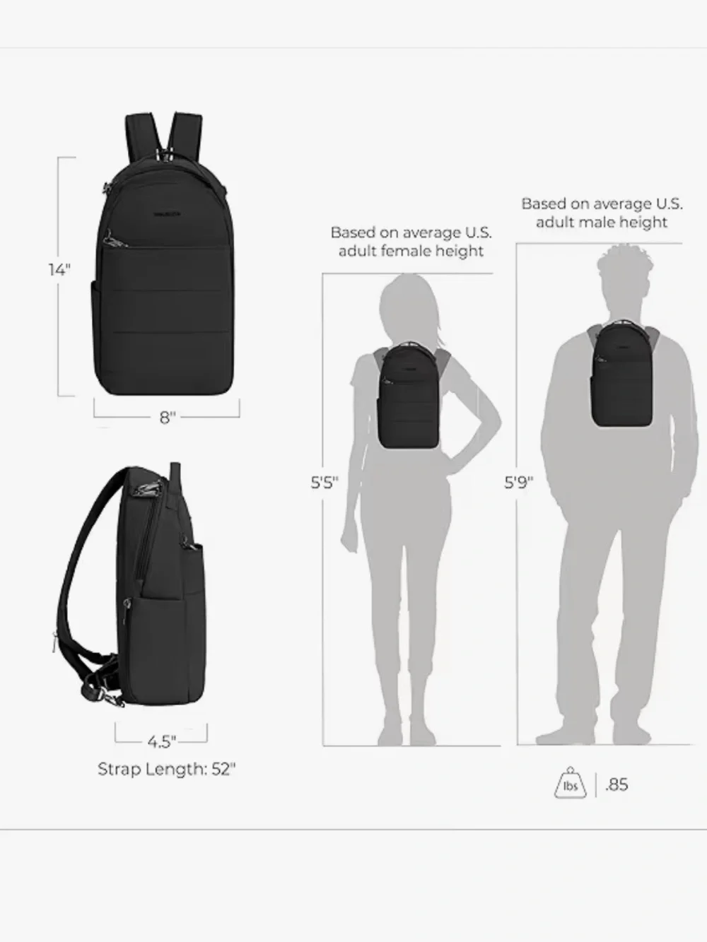 Travelon Black Everyday Anti-Theft Roam Convertible Backpack Sling, bag